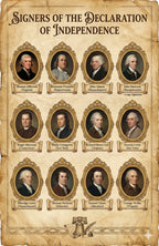 Two laminated history posters about the Declaration of Independence and its signers with QR code audio lessons.