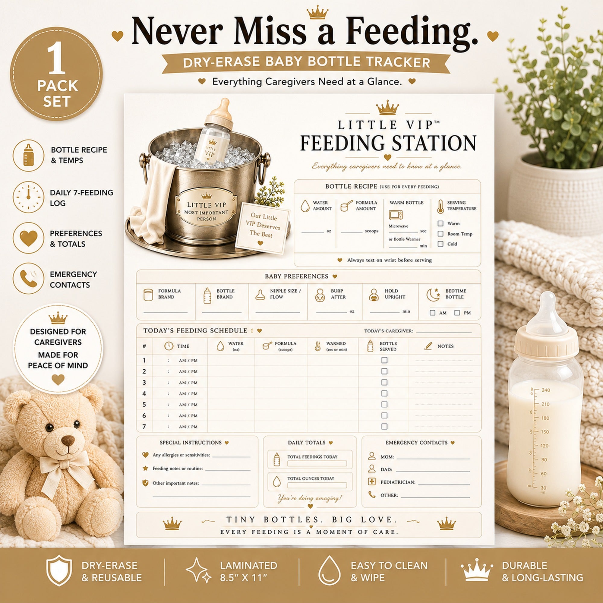 Three laminated feeding station posters for baby bottle feeding, routine tracking, and a QR code audio lesson set. — view 6