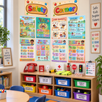 Classroom Safety Charts, 10 Pack, Laminated Dry-Erase Posters, 8.5 x 11