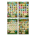 Four laminated jungle learning posters for alphabet, colors, jungle words, and counting with QR audio lessons.
