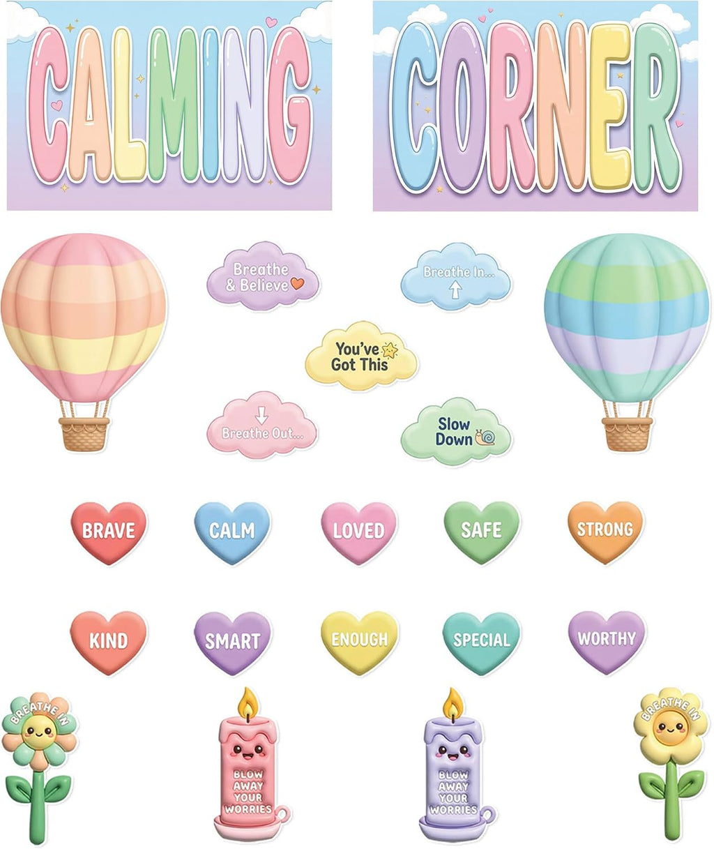 Seven laminated calming corner posters for kids with QR codes for narrated audio lessons. — view 10