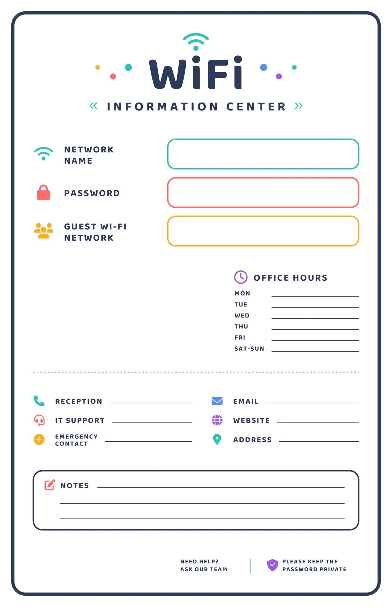 Five laminated WiFi information posters with QR codes for narrated audio lessons.