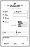 Ten laminated welcome sign posters for guest info with QR codes for audio lessons