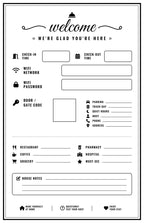 Ten laminated welcome sign posters for guest info with QR codes for audio lessons
