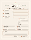 Laminated WiFi Information poster with icons and text about wireless internet and staying connected securely.