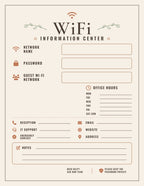 Set of laminated WiFi information posters with QR codes for narrated audio lessons.