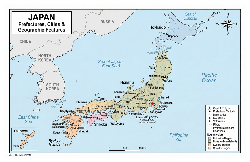 Four laminated Asia map posters for Asia, China, India, and Japan with QR codes for audio lessons. — view 6