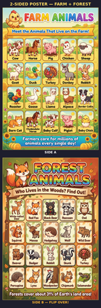Five laminated animal posters for birds, dinosaurs, farm, ocean, and safari animals with QR audio lessons. — view 6