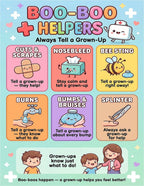 Laminated safety poster set for kids with QR codes for audio lessons on fire, water, playground, germs, first aid, nurse, and — view 9