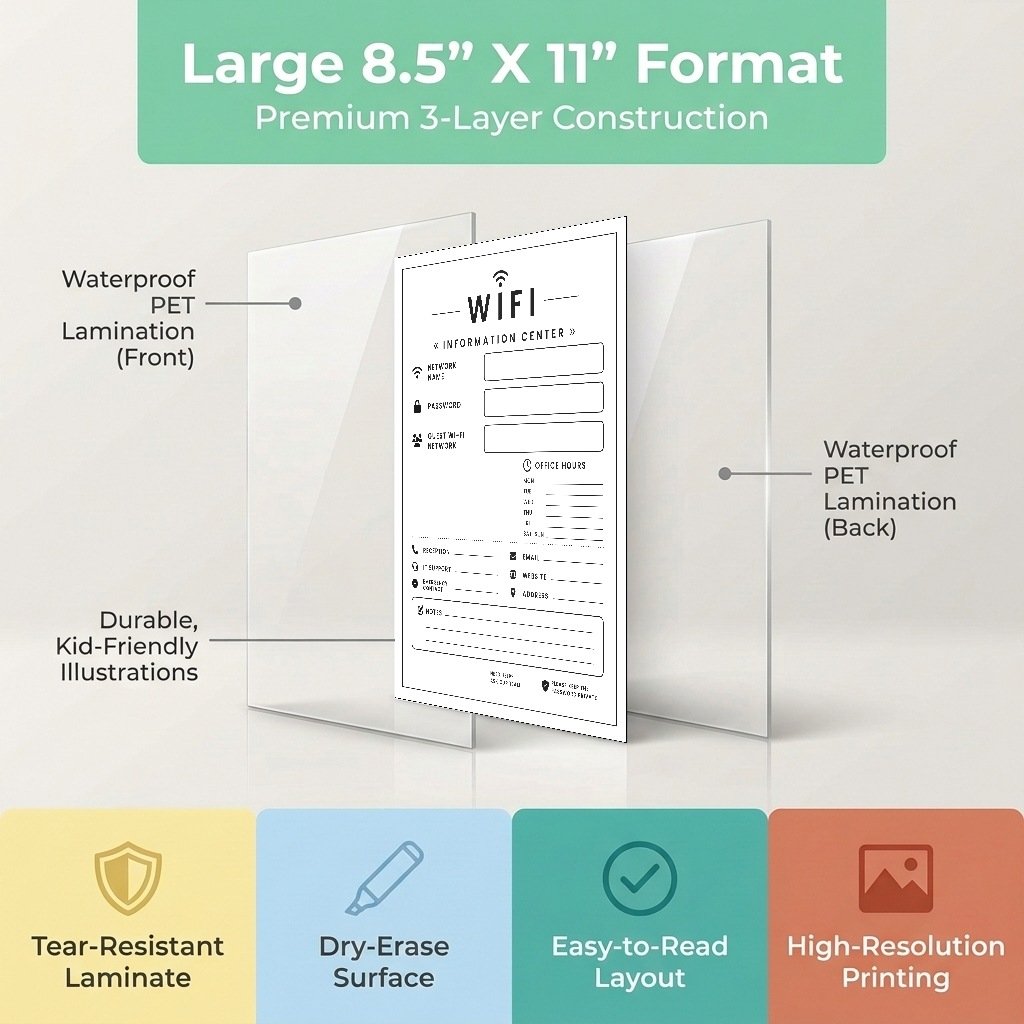 Set of five laminated Wi-Fi information posters with QR codes for narrated audio lessons. — view 3