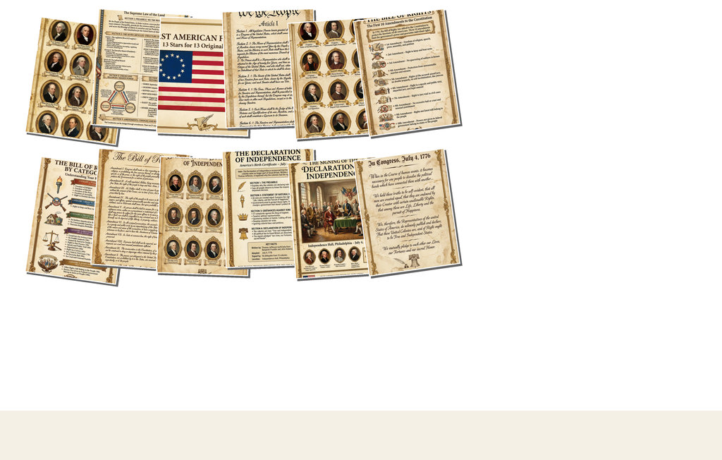 Bill of Rights poster with the first 10 amendments, a motto, and a clean educational layout — view 3