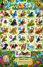 Four laminated jungle learning posters for alphabet, colors, jungle words, and counting with QR audio lessons. — view 3