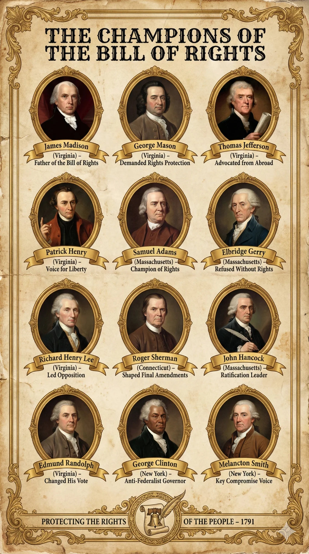 Four laminated Bill of Rights posters with QR codes for narrated audio lessons. — view 5
