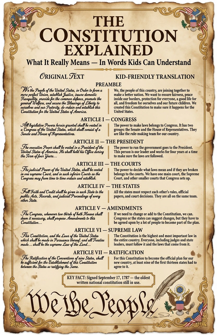 14 laminated civics posters with QR codes for audio lessons covering U.S. government and history — view 6