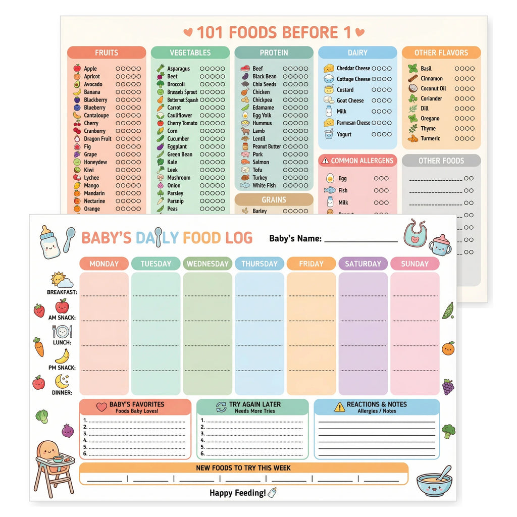 Four laminated baby care posters with QR codes for narrated audio lessons, covering feeding, safety, care tips, and stain — view 6