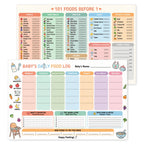Four laminated baby care posters with QR codes for narrated audio lessons, covering feeding, safety, care tips, and stain — view 6