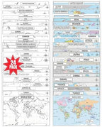 24 laminated world and country map posters with QR codes for audio lessons