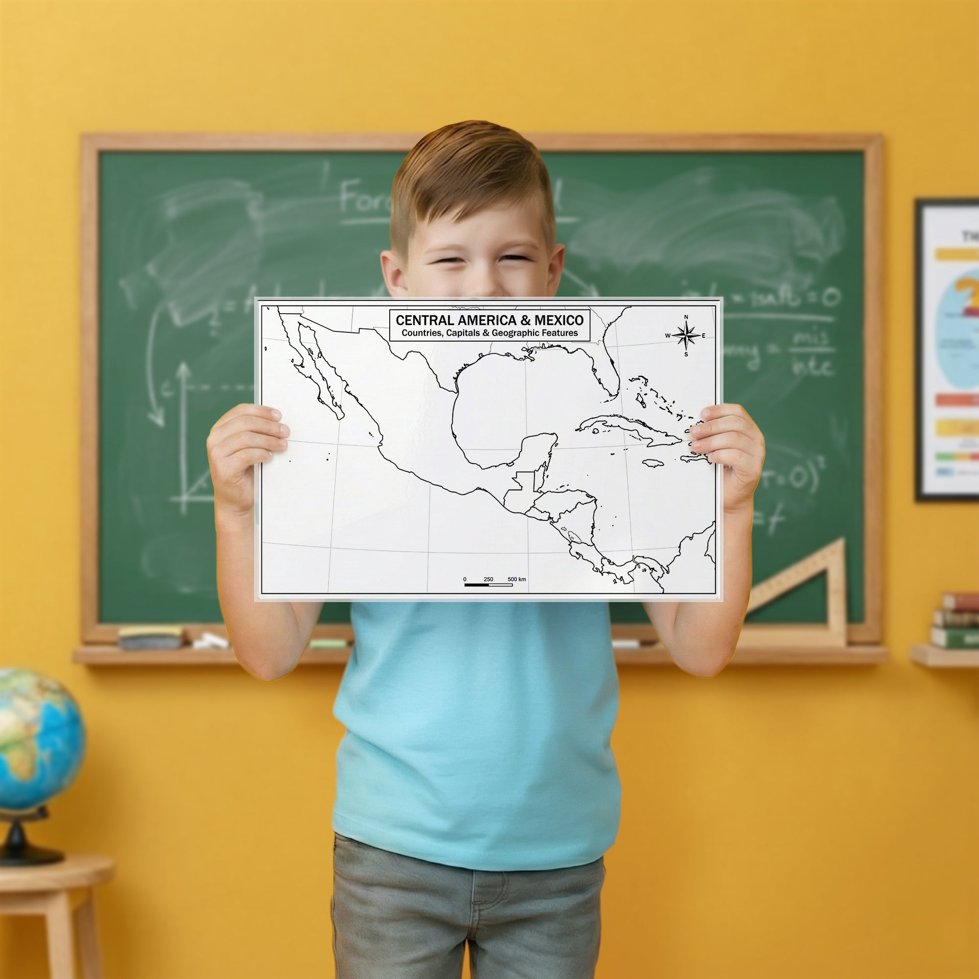 Central America & Mexico Map | 11×17 Laminated Dry Erase Study Map (Double-Sided) | Geography Learning Chart for Kids