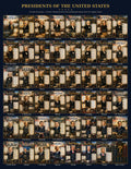 Laminated U.S. presidents poster set with QR codes for narrated audio lessons, covering Washington through Biden and election