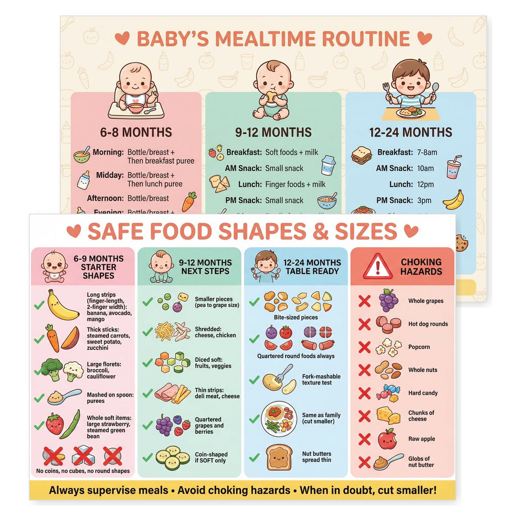 Four laminated baby care posters with QR codes for narrated audio lessons, covering feeding, safety, care tips, and stain — view 7