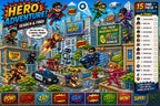 Four laminated superhero learning posters with QR codes for audio lessons, covering letters, numbers, powers, and — view 7