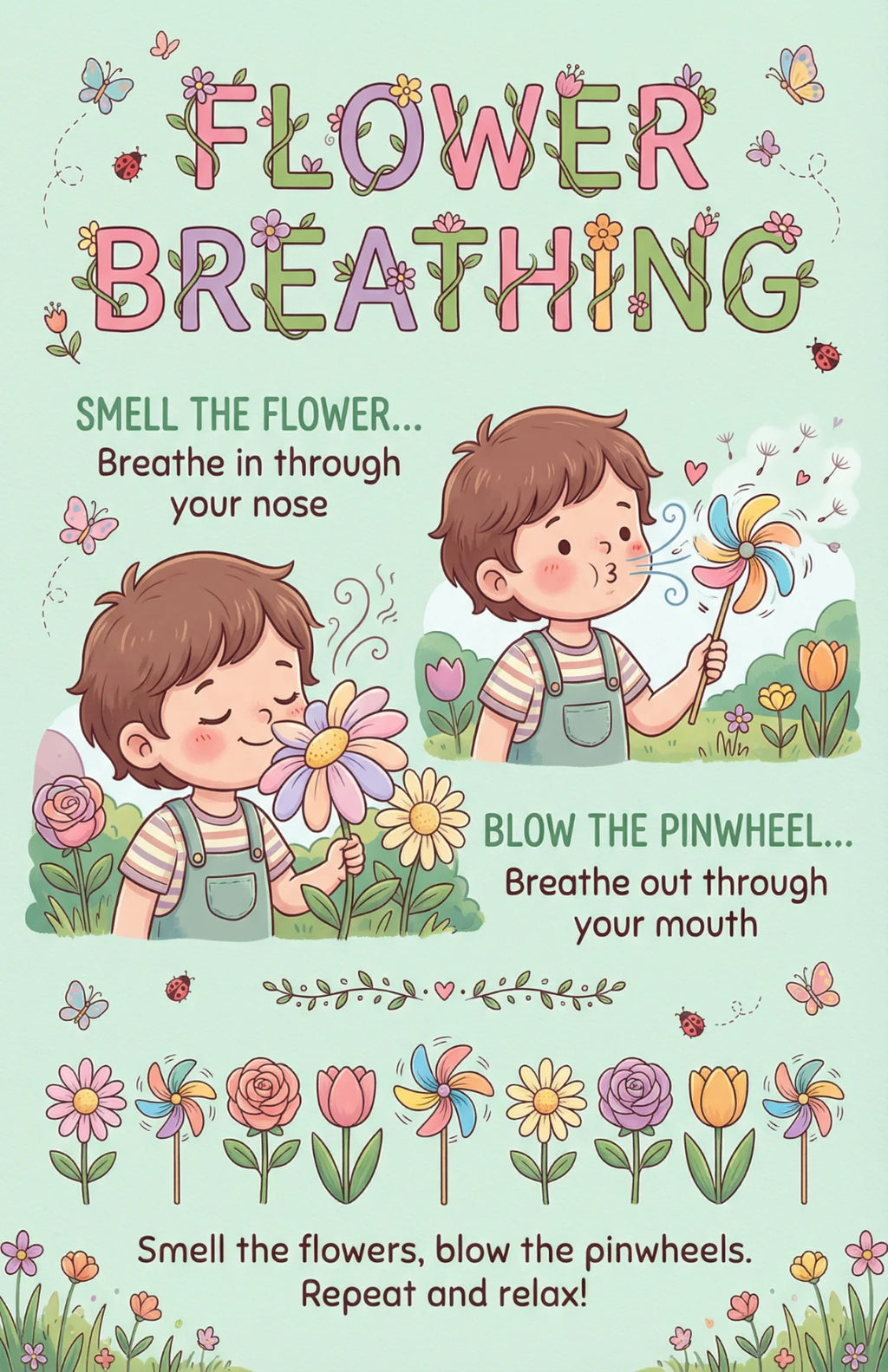 Seven laminated calming corner posters for kids with QR codes for narrated audio lessons. — view 6