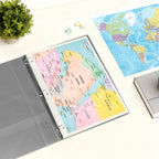 World Map & Middle East Map Reference Binder Insert (Double-Sided) | Geography Learning Chart for Kids