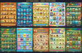 Five laminated animal posters for birds, dinosaurs, farm, ocean, and safari animals with QR audio lessons.