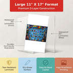 Four laminated superhero learning posters with QR codes for audio lessons, covering letters, numbers, powers, and — view 3