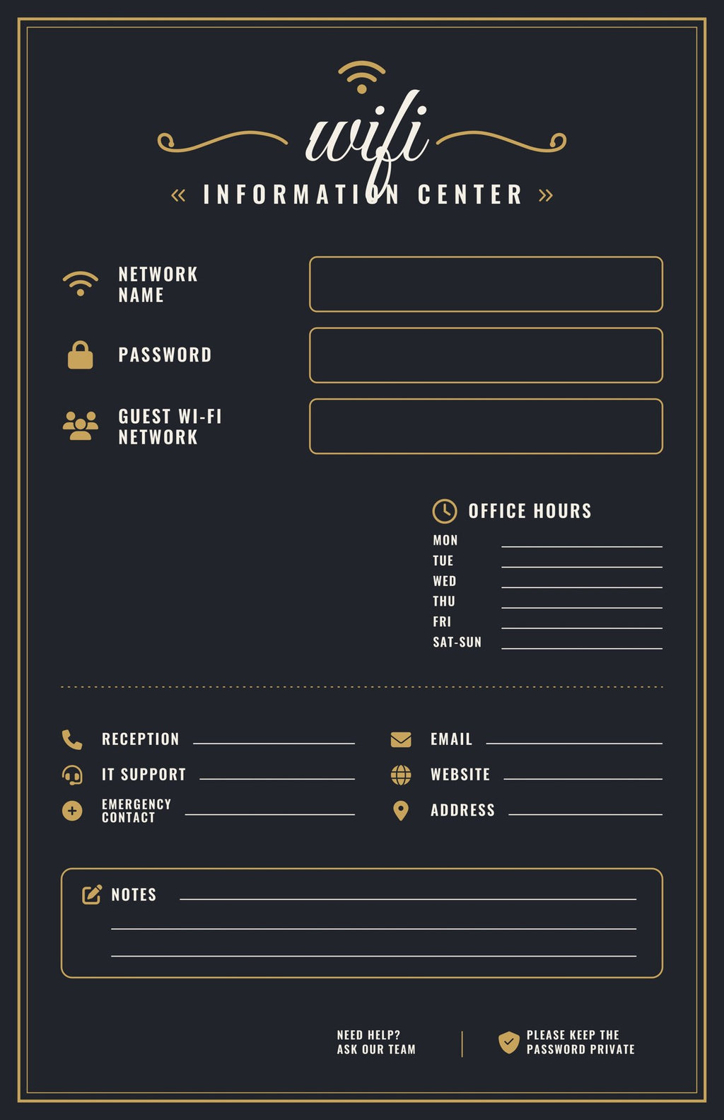 Laminated Wi-Fi information poster with icons and simple explanations for kids