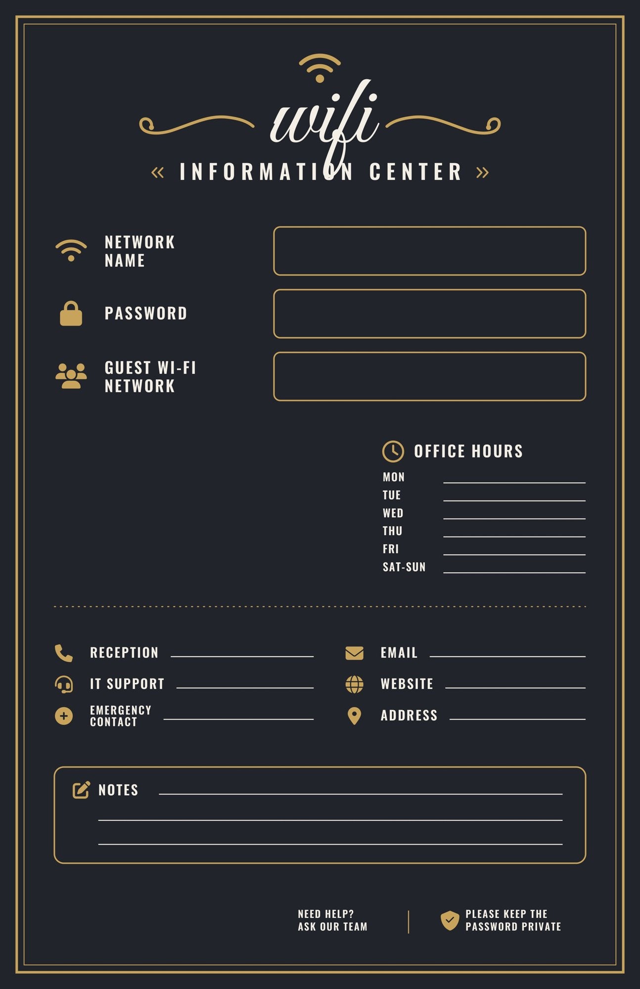 Laminated Wi-Fi information poster with icons and simple explanations for kids