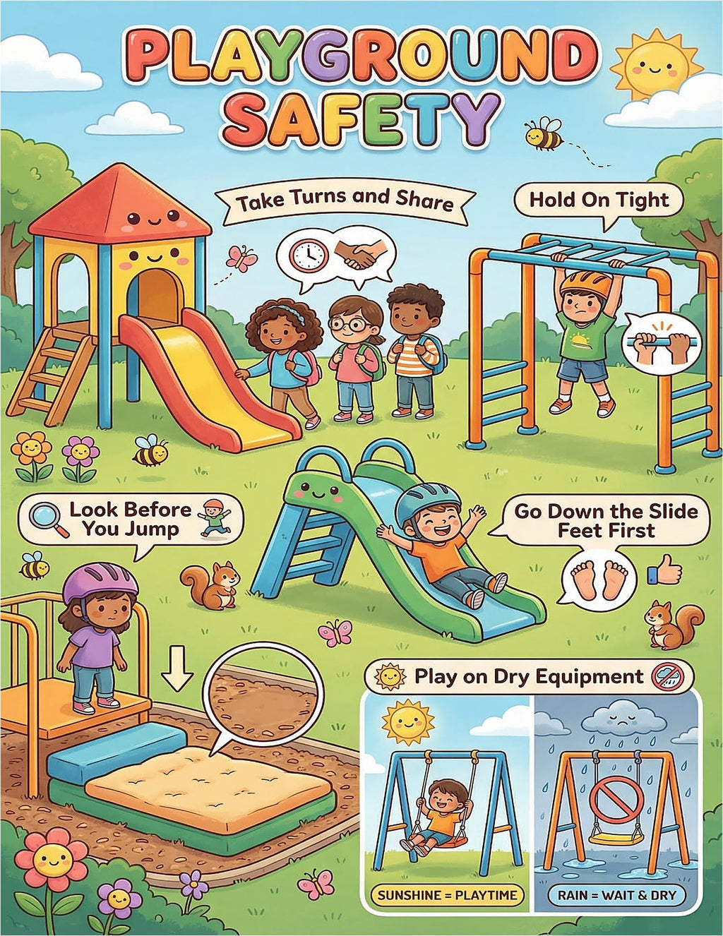 Laminated safety poster set for kids with QR codes for audio lessons on fire, water, playground, germs, first aid, nurse, and — view 6