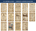 14 laminated civics posters with QR codes for audio lessons covering U.S. government and history