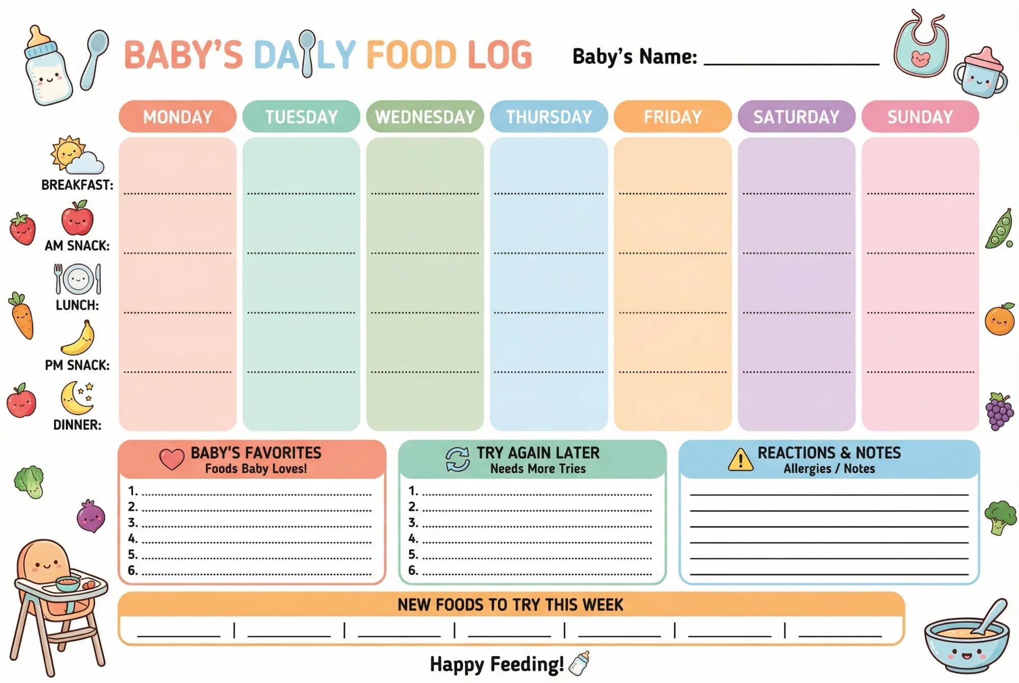 JELLY BEAN GENIUS 101 Foods Before 1 Poster – Laminated Dry Erase Baby Food Tracker & Weekly Meal Planner | Baby Led