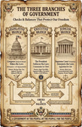 JELLY BEAN GENIUS Three Branches of Government Poster for Kids, 11x17 Laminated US Civics Poster, Legislative Executive