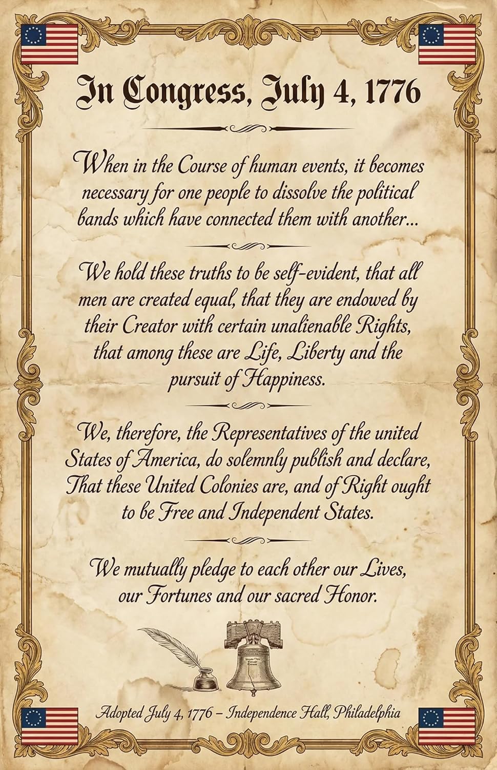 JELLY BEAN GENIUS Declaration of Independence Binder Sheets (2 Pack) - Two-Sided 8.5x11 Laminated - Signers, Summary