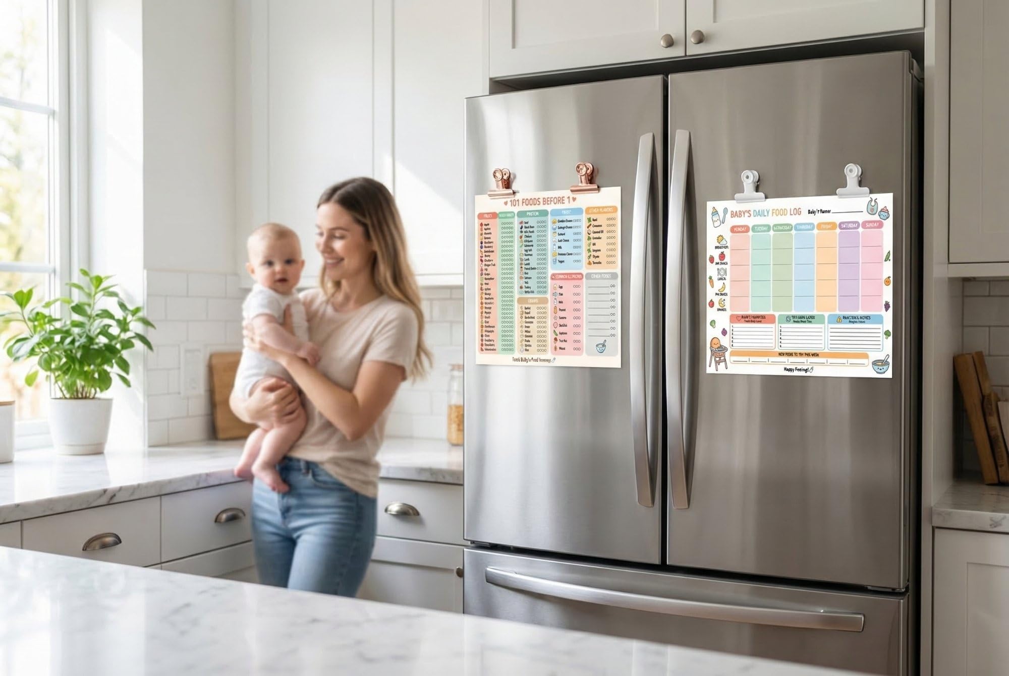 JELLY BEAN GENIUS 101 Foods Before 1 Poster – Laminated Dry Erase Baby Food Tracker & Weekly Meal Planner | Baby Led