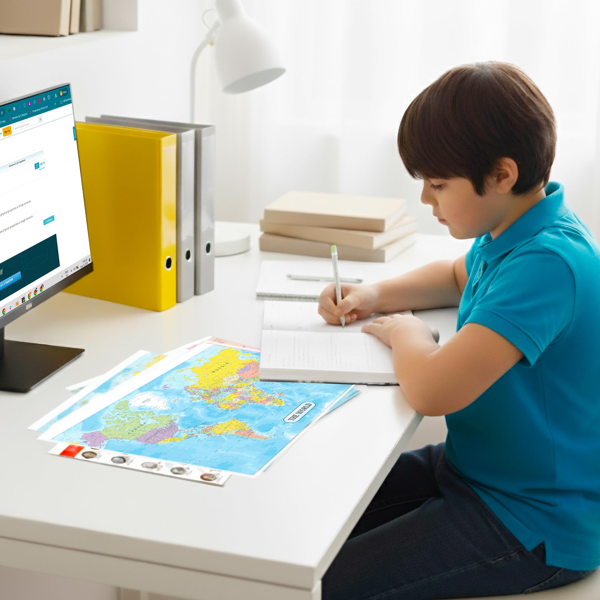 World Map Design — Features a redesigned world map layout with clear labeling and bright colors. A fresh visual option for