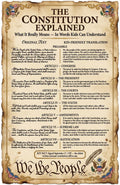 JELLY BEAN GENIUS US Constitution Poster for Kids, 11x17 Laminated Civics Chart, Original Text with Kid-Friendly