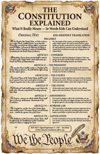 JELLY BEAN GENIUS US Constitution Poster for Kids, 11x17 Laminated Civics Chart, Original Text with Kid-Friendly