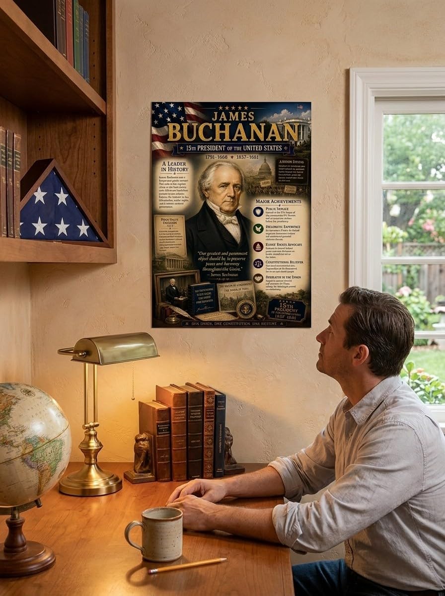 James Buchanan Poster, 15th U.S. President, 8.5x11 Laminated Chart