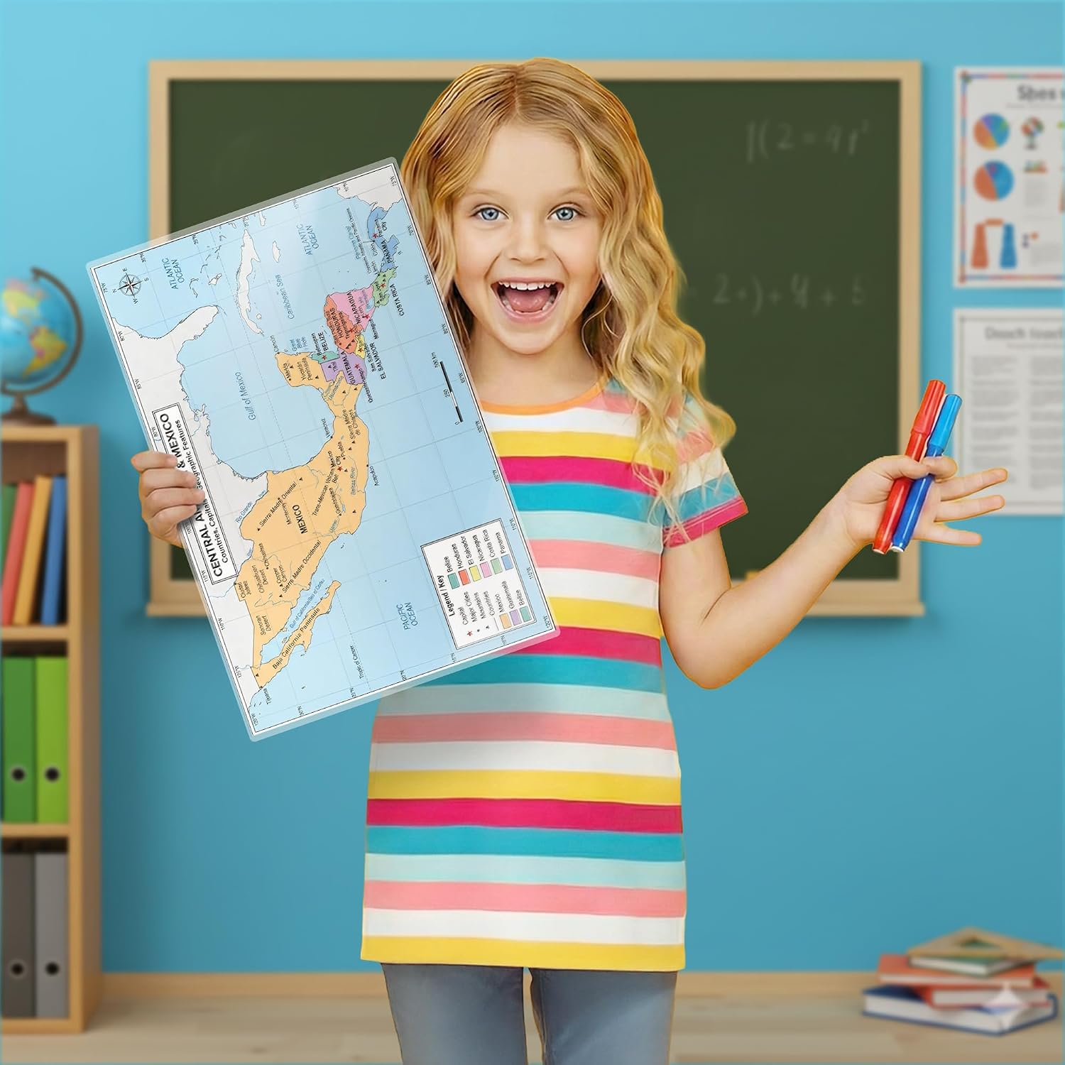 Laminated map poster showing Central America and Mexico with country and region labels. — view 2