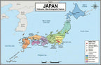 Japan Map Poster 11x17 | Laminated Double-Sided Geography Chart with Color Map Front & Blank Outline Back | Reusable