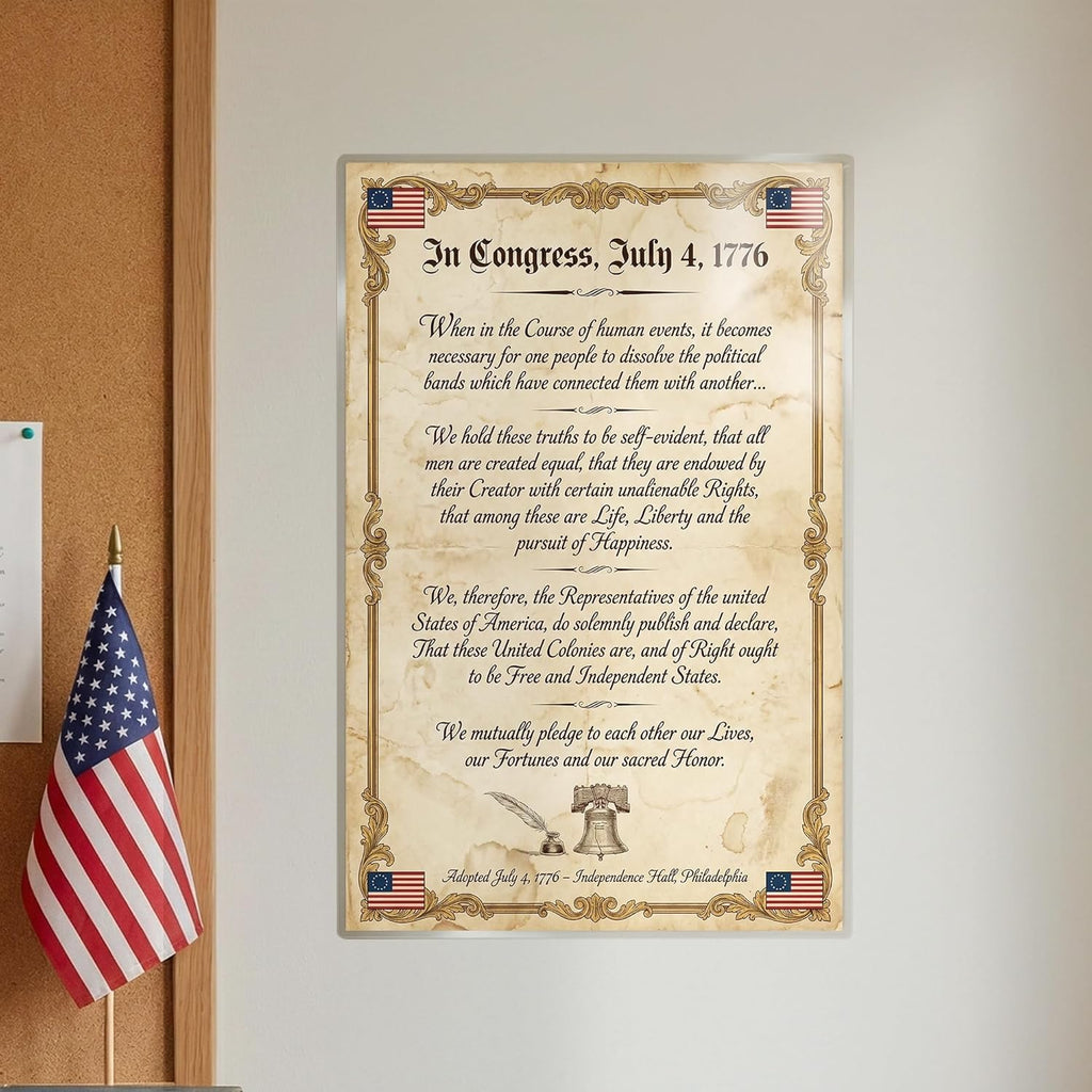 JELLY BEAN GENIUS Declaration of Independence Poster Set (4 Pack) - Signers, Summary, Signing Scene, Document - Laminated