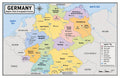 Germany Map Poster, States & Capitals, Double-Sided Laminated, 11x17