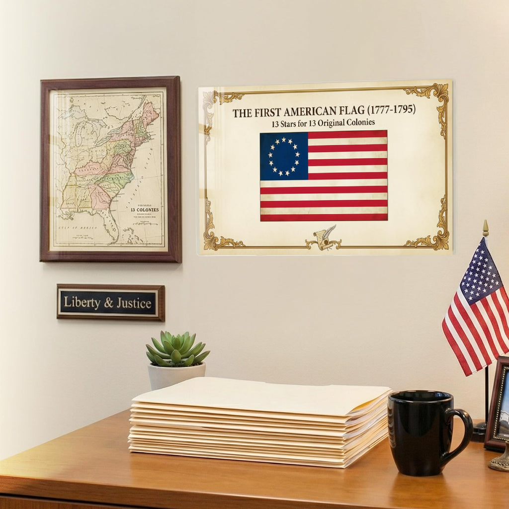 JELLY BEAN GENIUS First American Flag Poster - Betsy Ross 13 Stars Flag History - Laminated 11x17 - Patriotic Educational