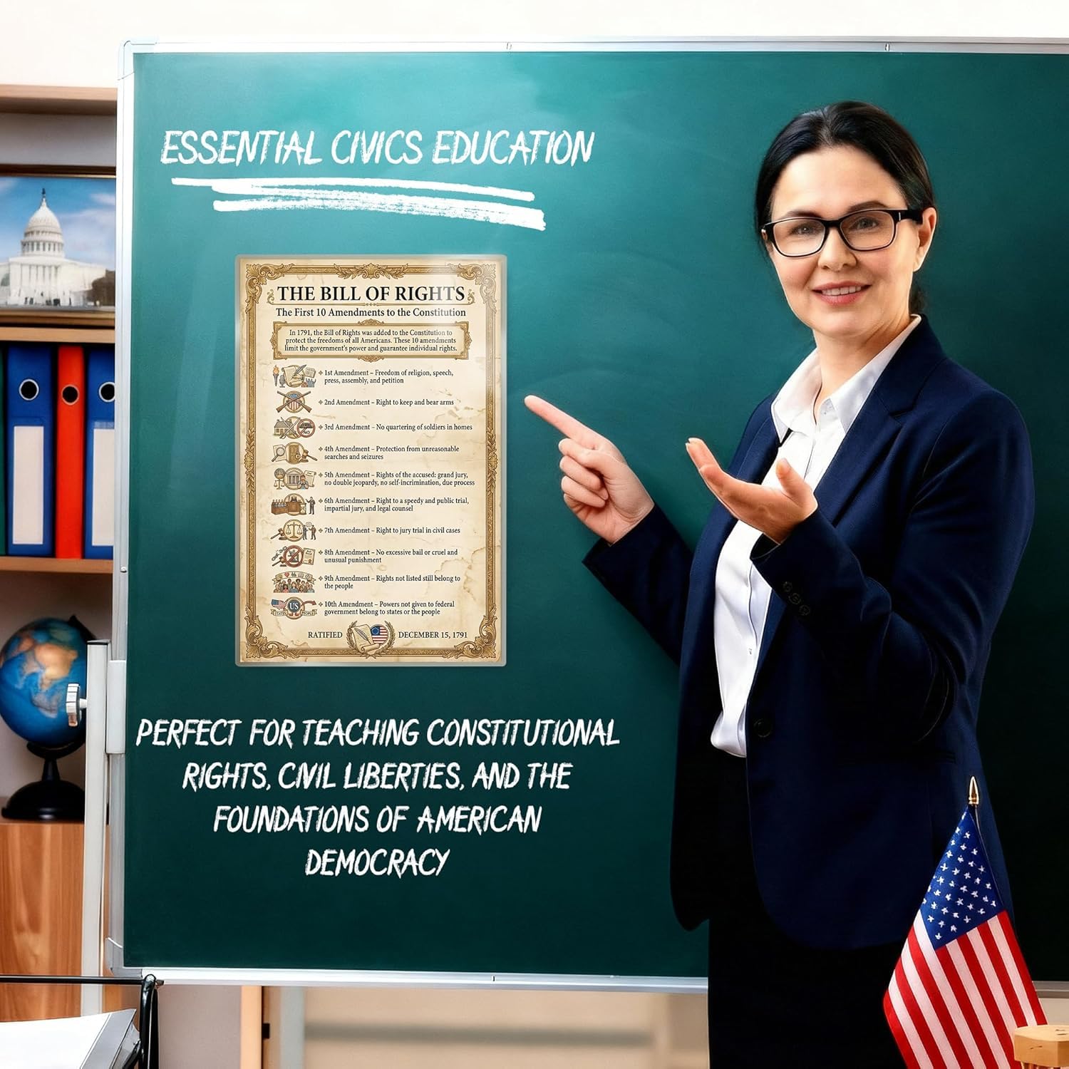 JELLY BEAN GENIUS Bill of Rights Poster Set (4 Pack) - Champions, Summary, Categories, Document - Laminated 11x17