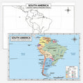 South America Map 11x17 Laminated Dry Erase Geography Chart | Double-Sided with Color Front & Blank Outline Back | Reusable