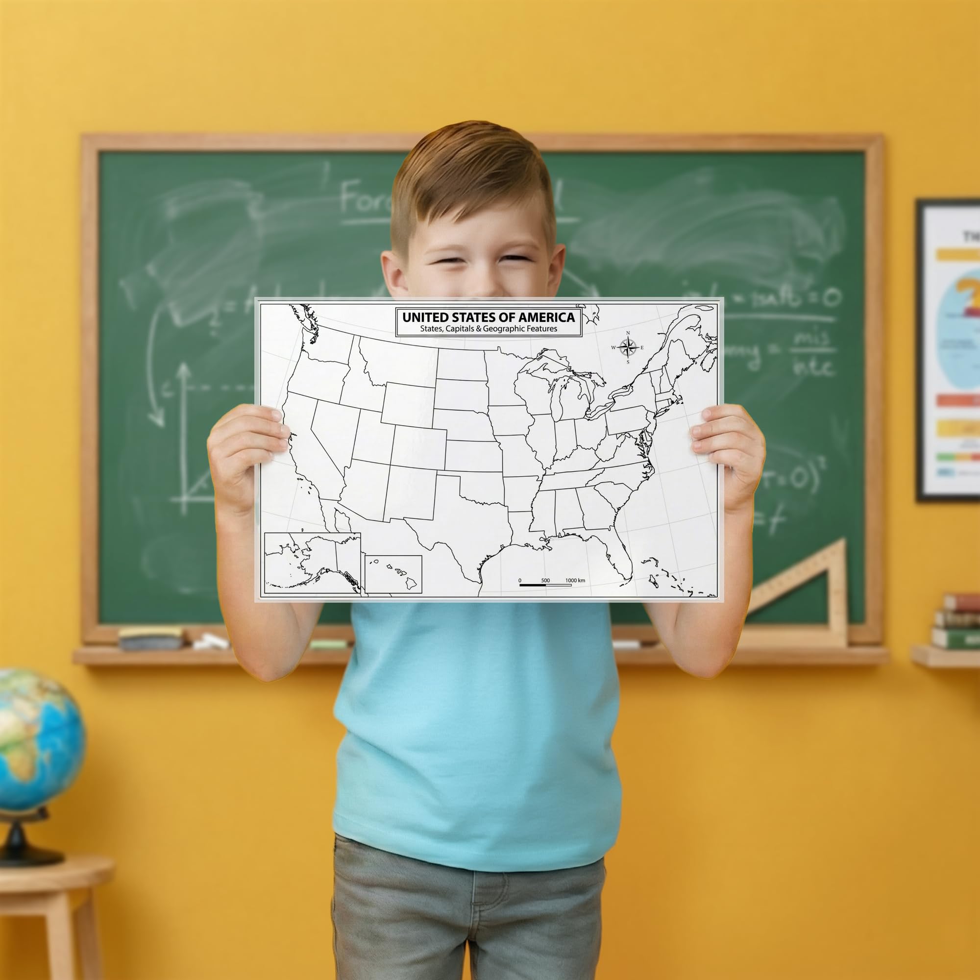 World Geography Map Set – 9-Pack Laminated 11x17 Dry Erase Study Maps | Double-Sided Classroom Learning Tools with Color