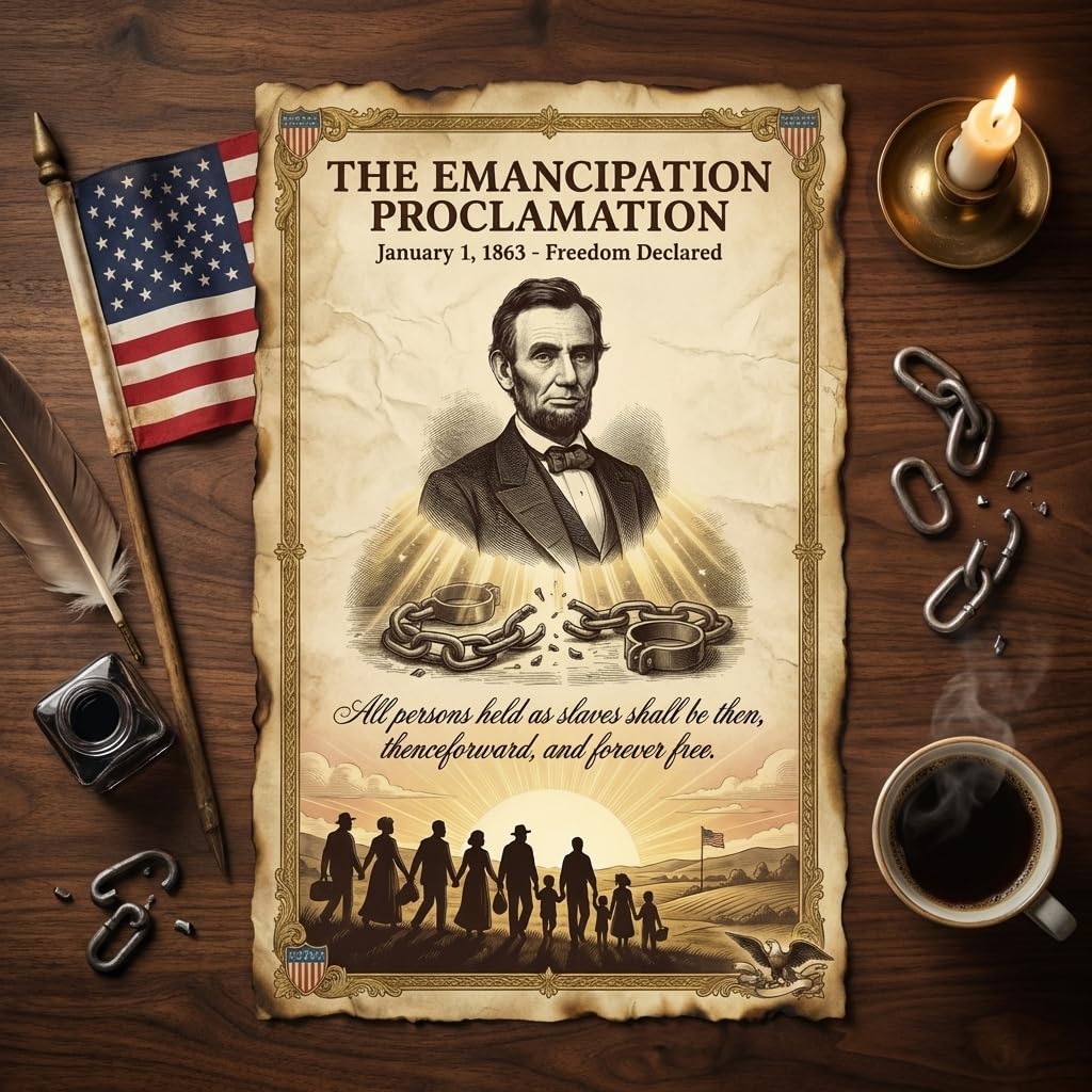 JELLY BEAN GENIUS Emancipation Proclamation Poster for Kids, 11x17 Laminated US History Poster, Abraham Lincoln Civil War